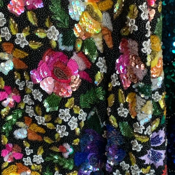 VINTAGE LAURENCE KAZAR Silk multi-colored beaded short jacket - Picture 14 of 16